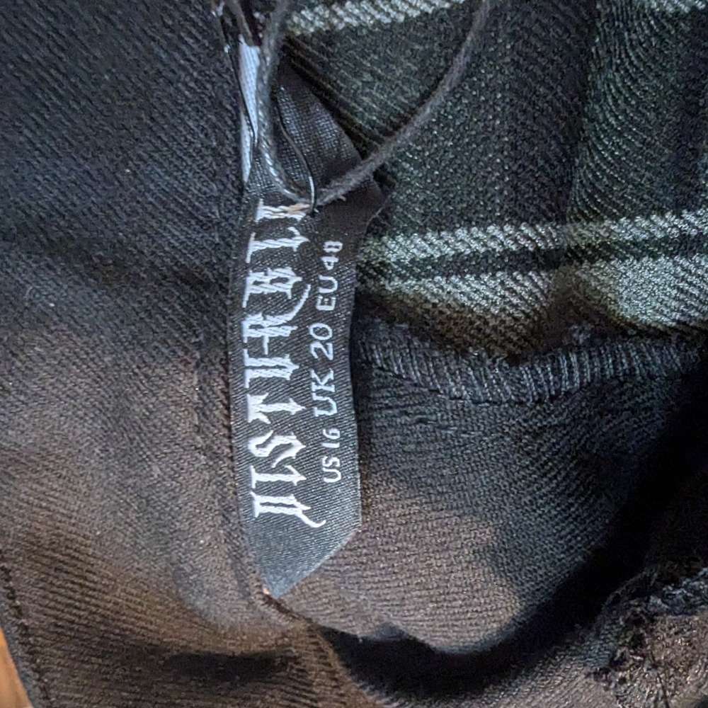 Disturbia Black and Green Plaid Two-Tone Trousers - Picture 5 of 5